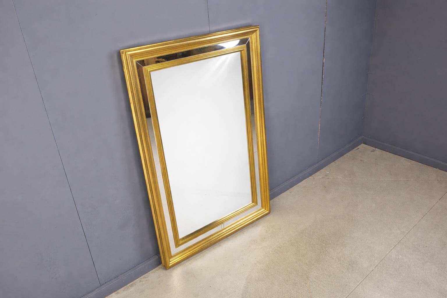 Miroir vintage en bois doré XL, années 1970
