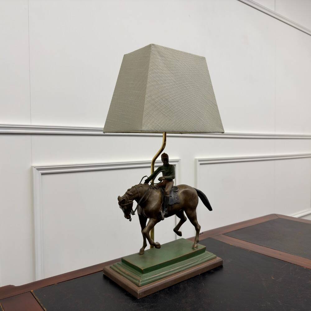 Classic English Bronze Horseman Table Lamp