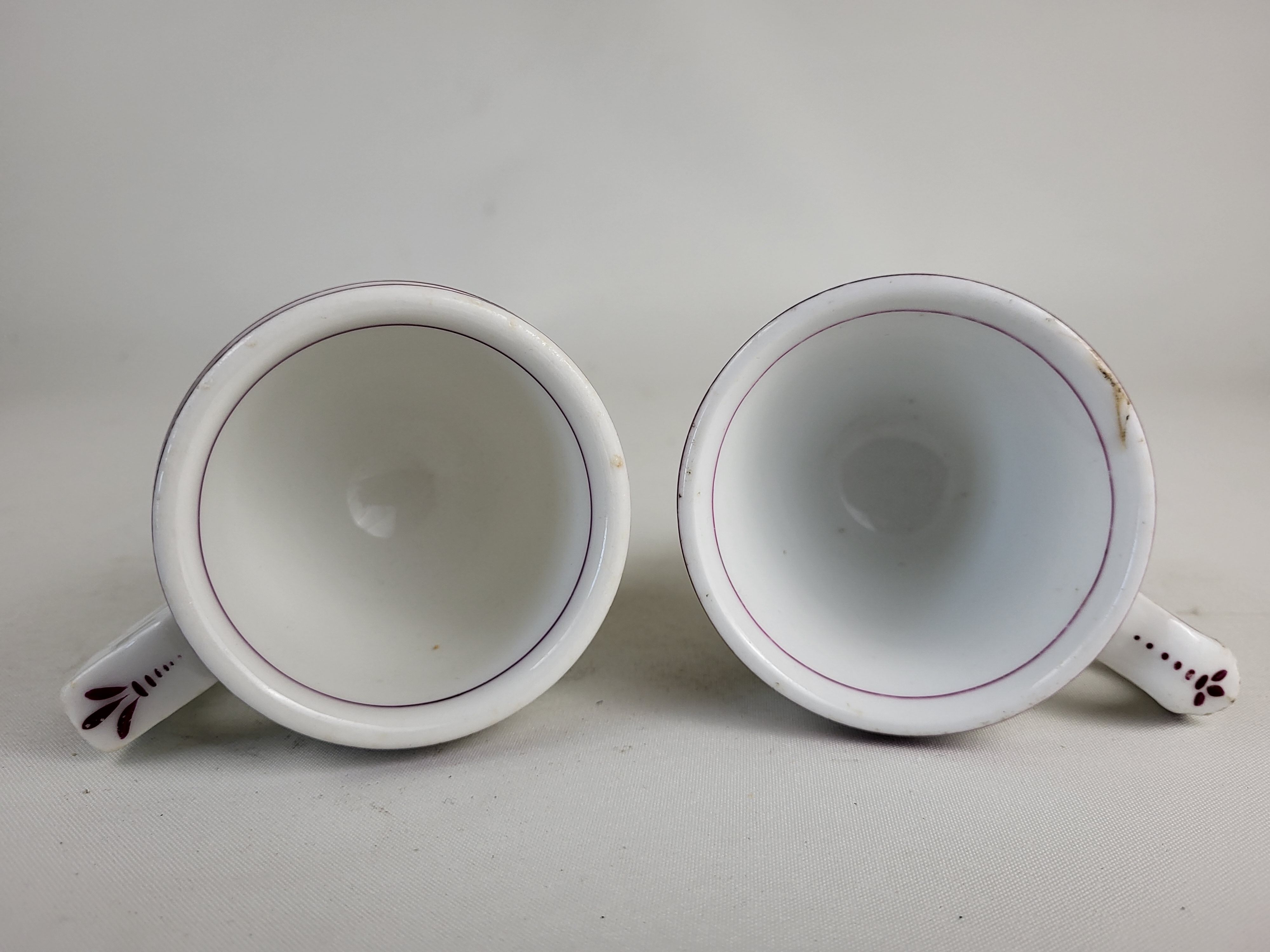 Set of 2 brulot cups in thick porcelain XIXth
