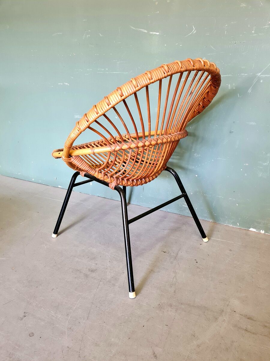 Vintage Dirk Van Sliedrecht Rattan Chair.