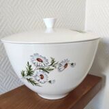 Vercor earthenware soup tureen with daisy decor