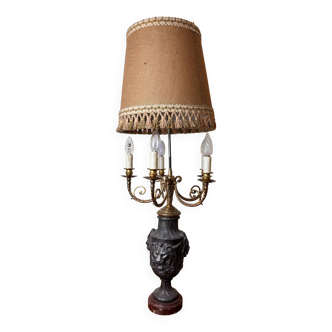 Très importante lampe époque napoléon III en antimoine, bronze et marbre vers 1850