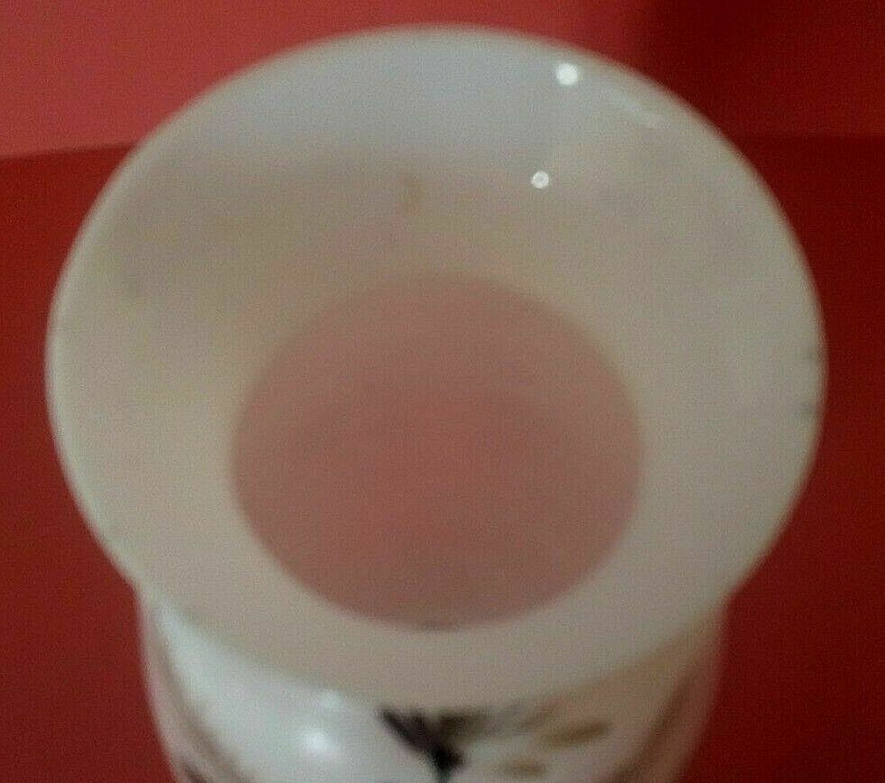 Opaline vase floral decoration pink background 1900