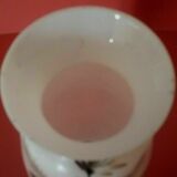 Opaline vase floral decoration pink background 1900