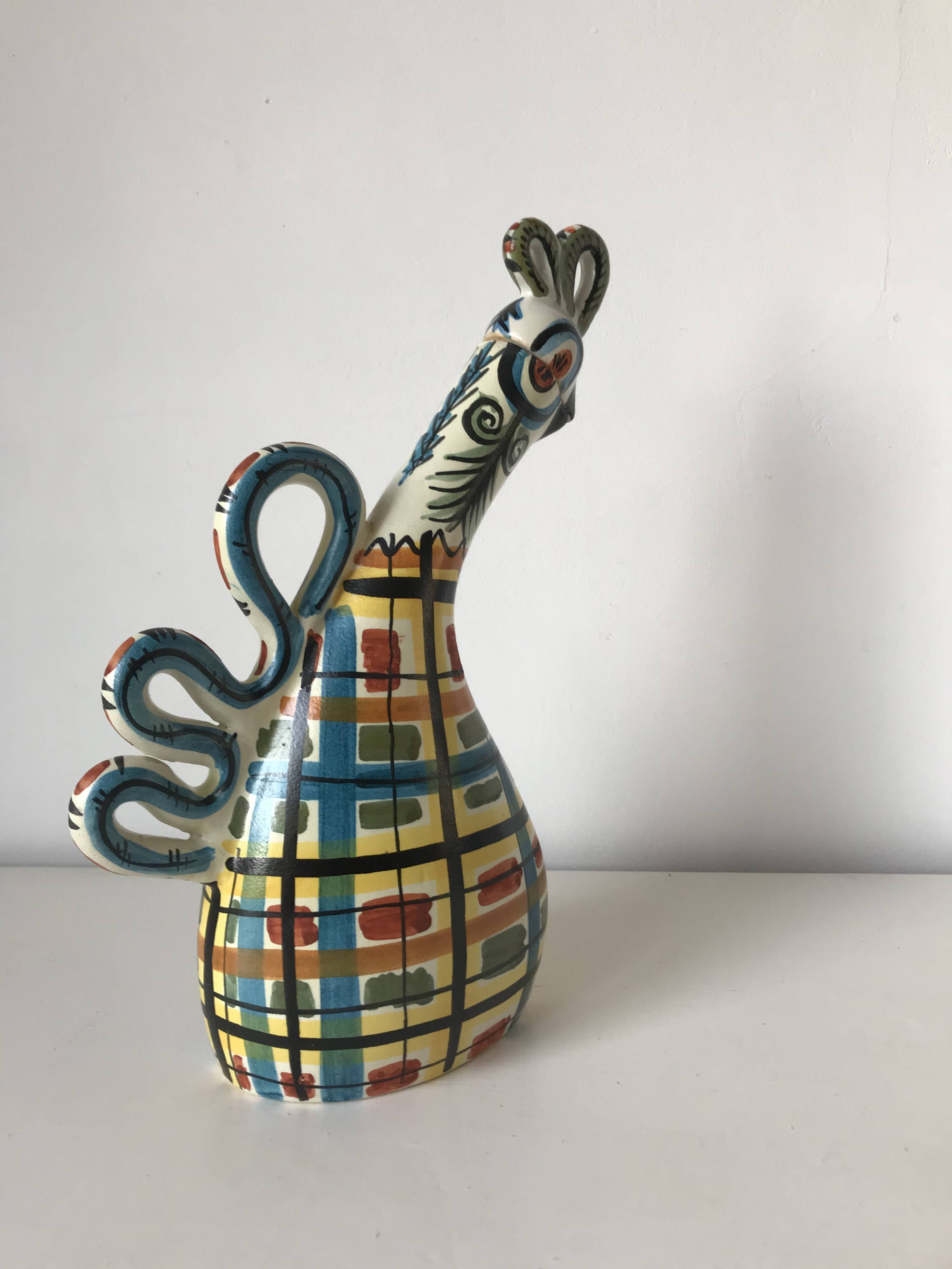 Zoomorphic ceramic bottle, Kéraluc, Georges Allier, 1950s