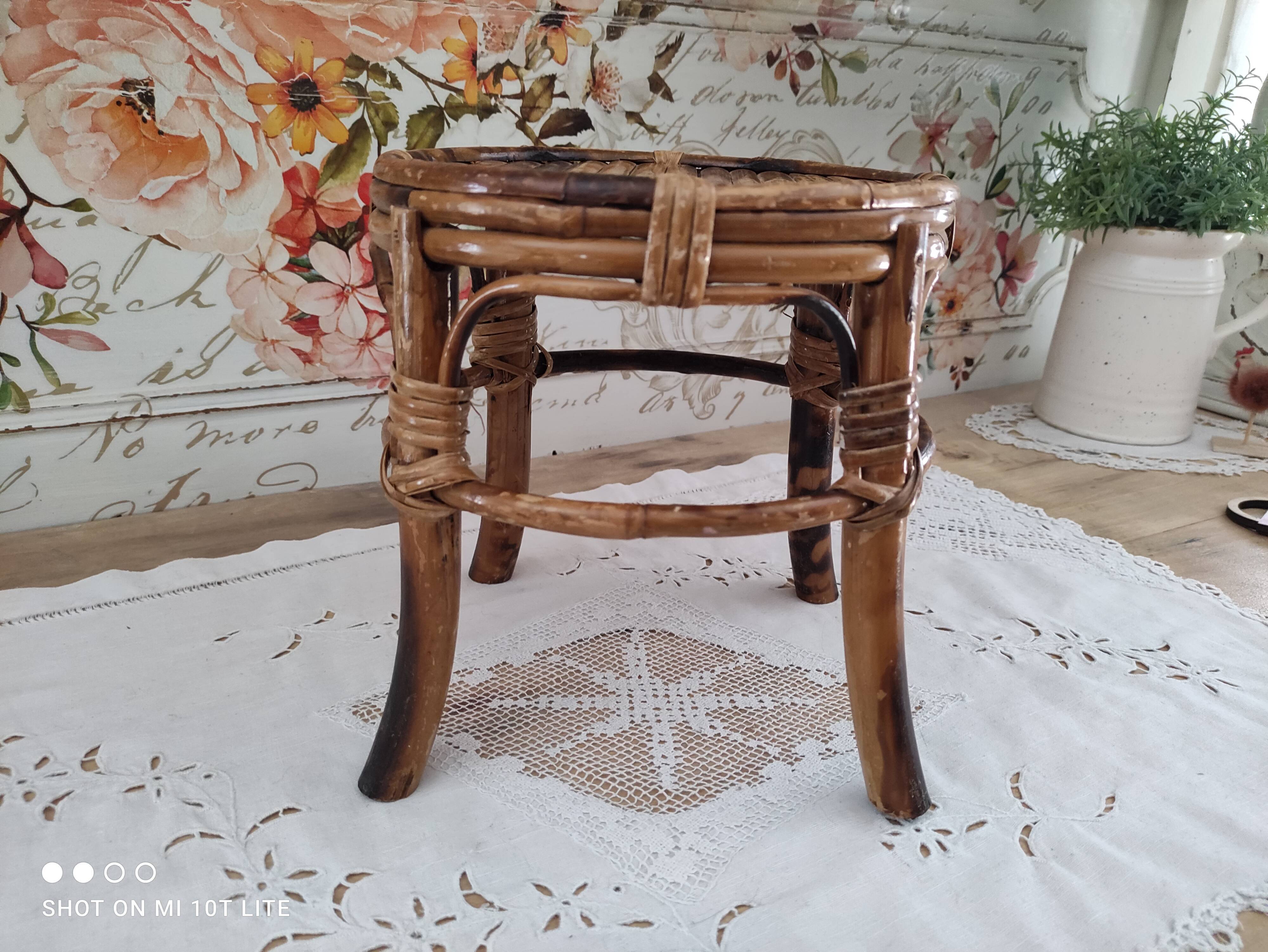 Small vintage bamboo plant holder