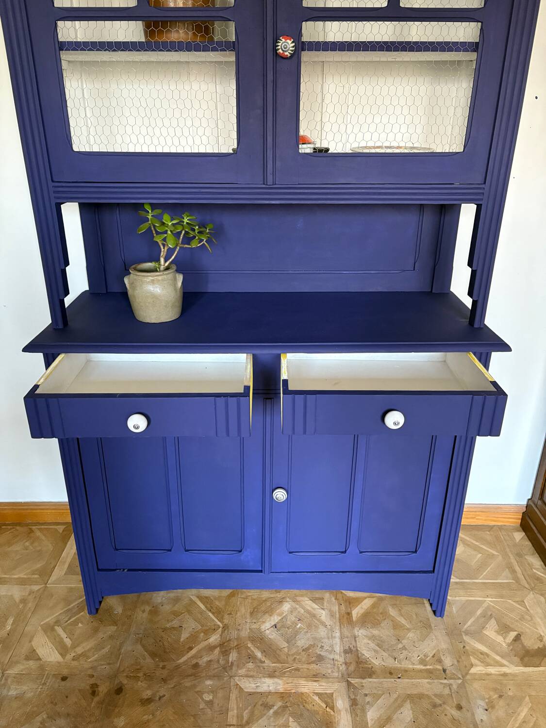 Parisian blue oriental buffet cabinet