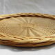 Round tray with wicker and glass handles