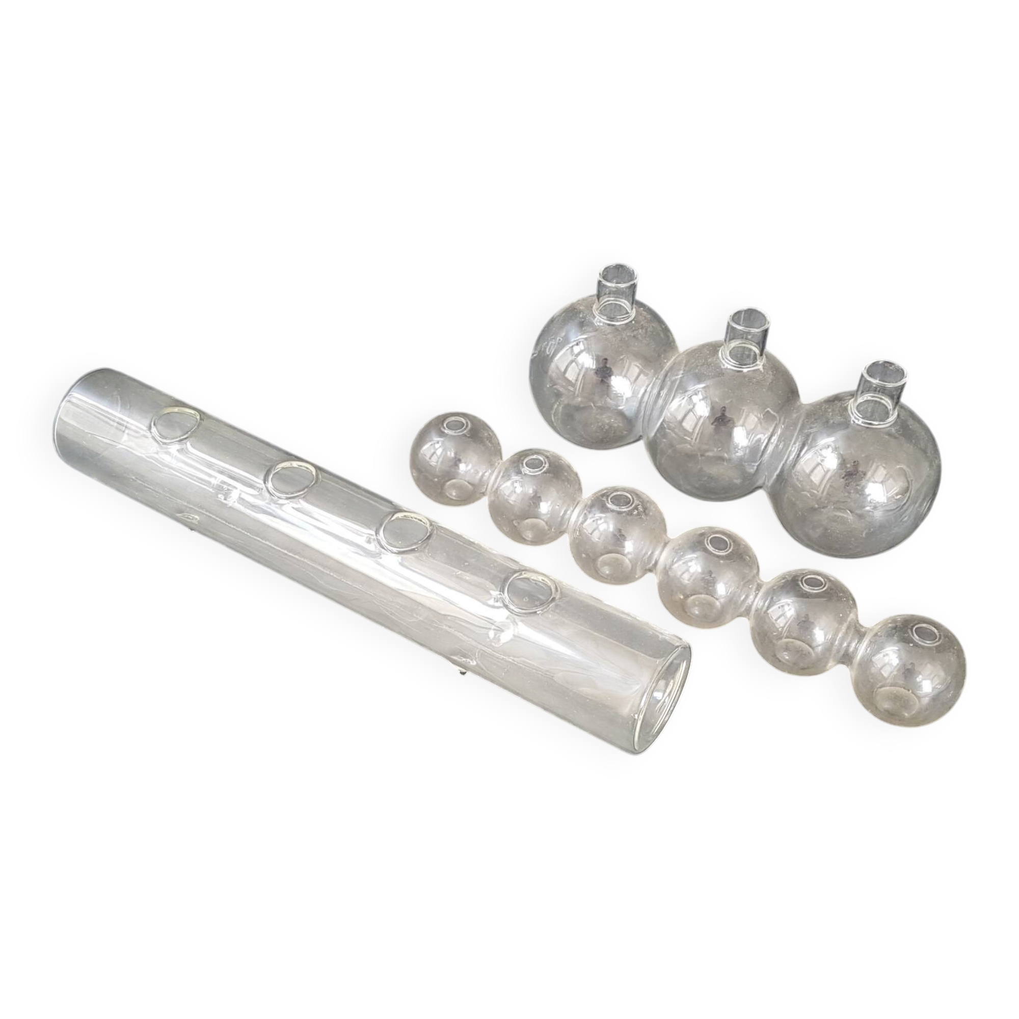 Set of 3 vintage hand-blown glass vases 1970