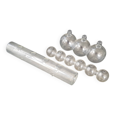 Suite de 3 vases vintage en verre souffle 1970