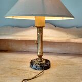Table lamp with brass candle holder and marble base