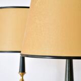Duo of Le Tanneur lamps in leather and brass