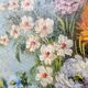 Antique oil painting, bouquet of peonies, ornate gilded frame