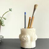 Vintage alabaster stone pencil pot