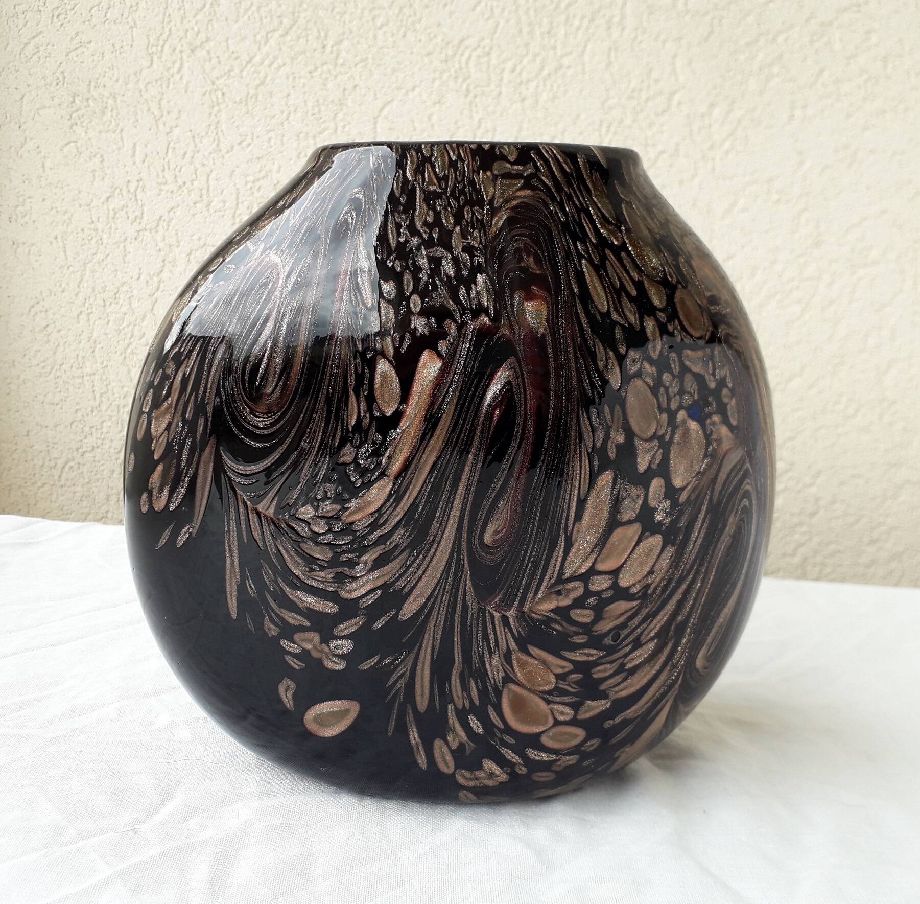 Nason glass vase with metal inclusions