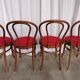 Ensemble de 6 chaises de salle à manger vintage en bois courbé :  des années 1970, revêtement rouge