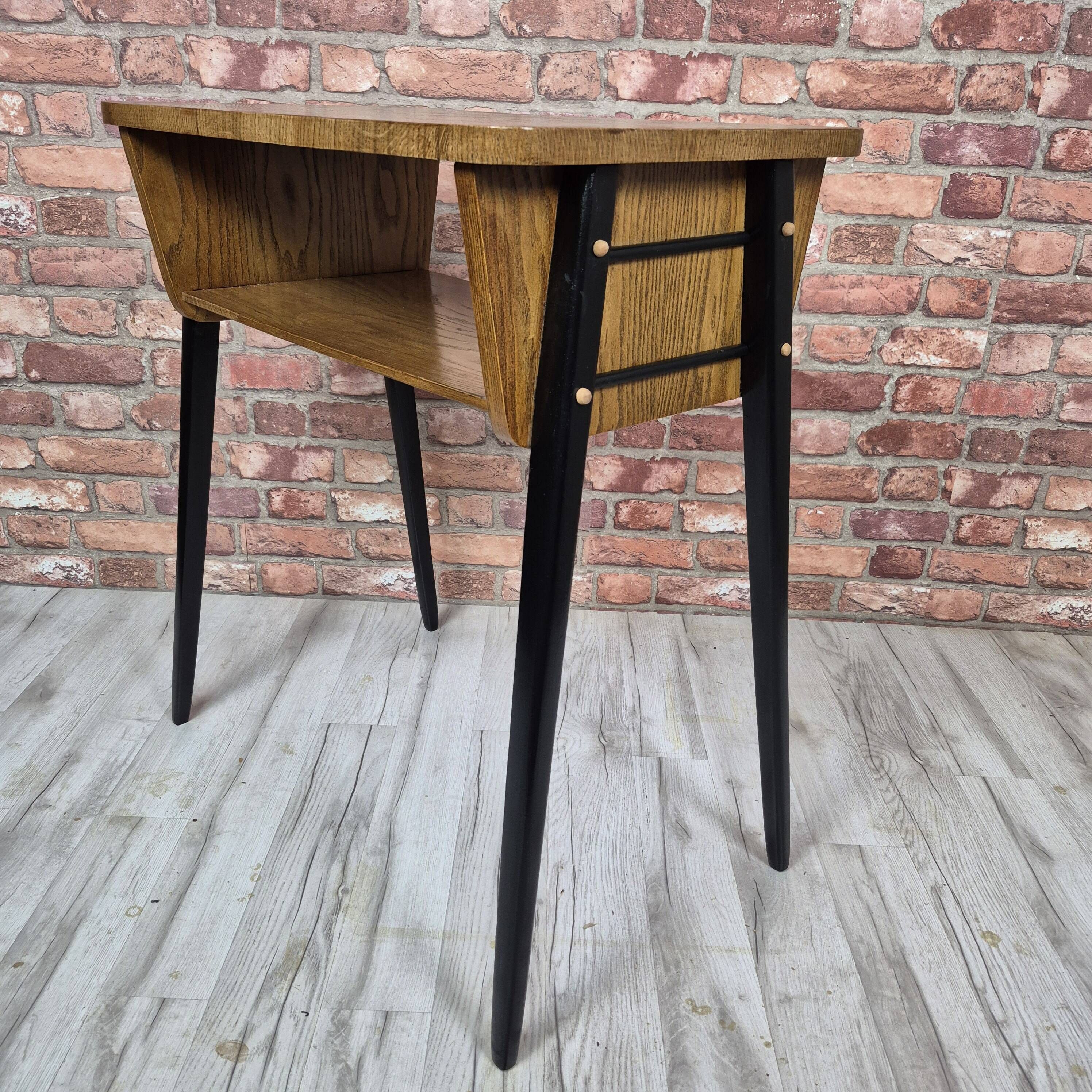 Restored Mid Century Modern Oak and Ash Radio Table Type 640-B 1970s