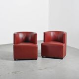 Pair of post-modern red leather armchairs by Wittmann