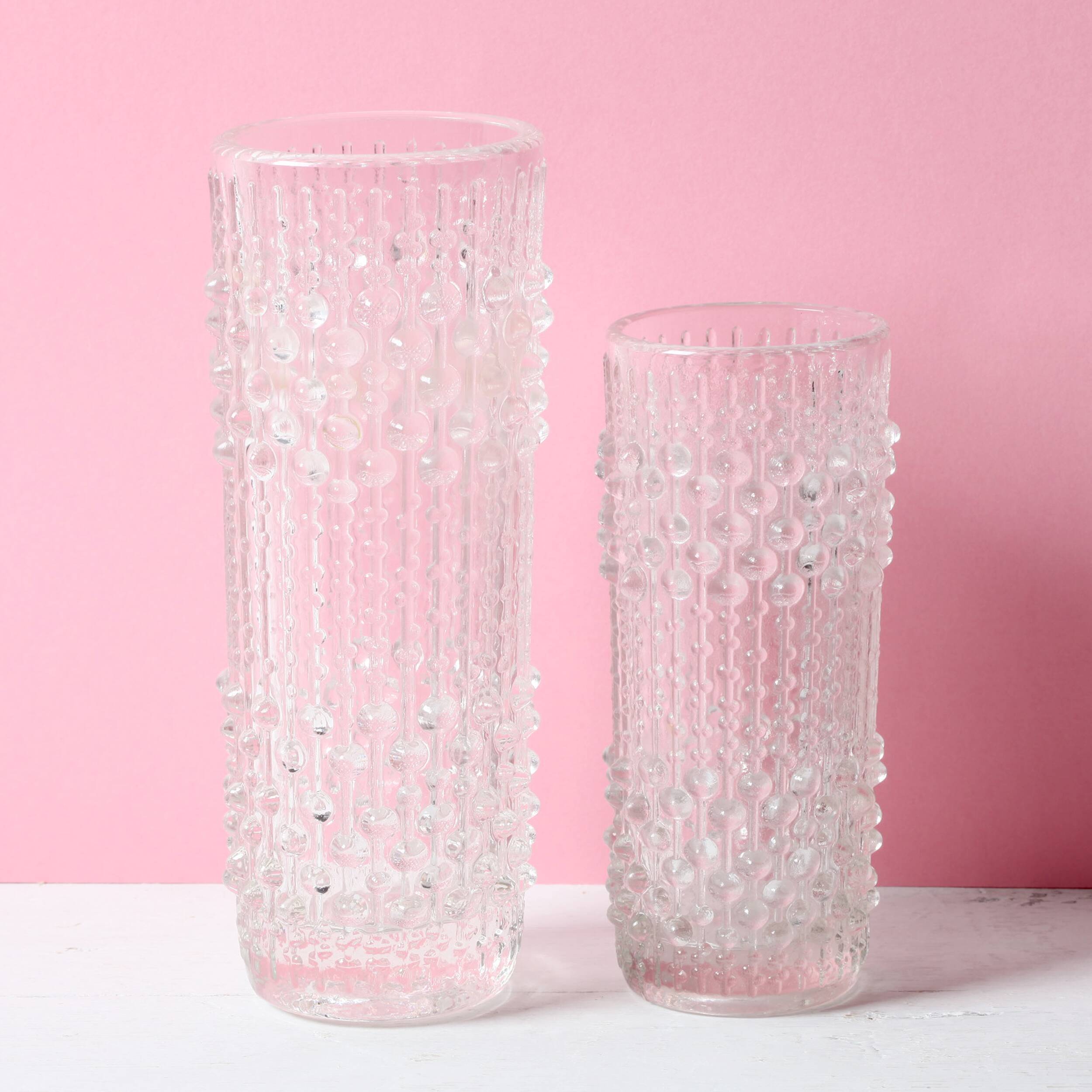 Set of 2 Vintage CandleWax Pressed Glass Vases / František Pečený / 1972
