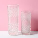 Set of 2 Vintage CandleWax Pressed Glass Vases / František Pečený / 1972