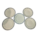 5 flat plates Moulin des loups and Hamage Orchies France blue 50s