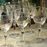 Six crystal wine glasses