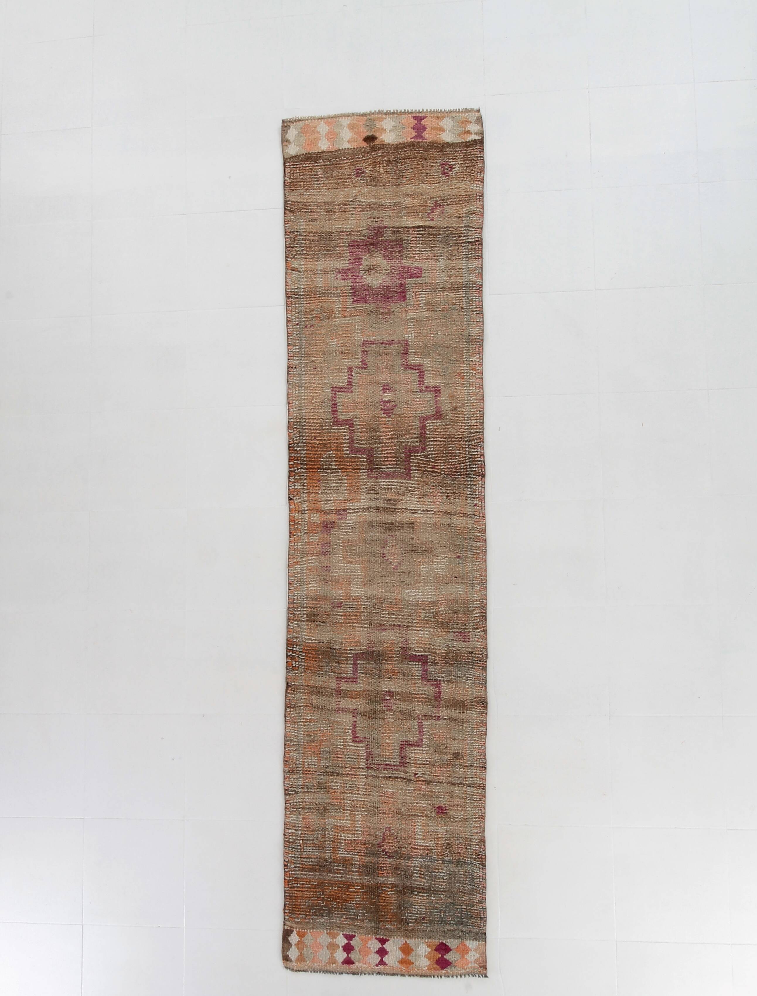 1960s antique wool vintage runner rug