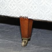 Howard & Sons canapé with feather cushions and ticking fabric, Victorian style.