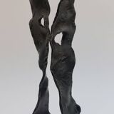 Sculptural brutalist floor candle holder made of hand-forged iron from the 1950s.
