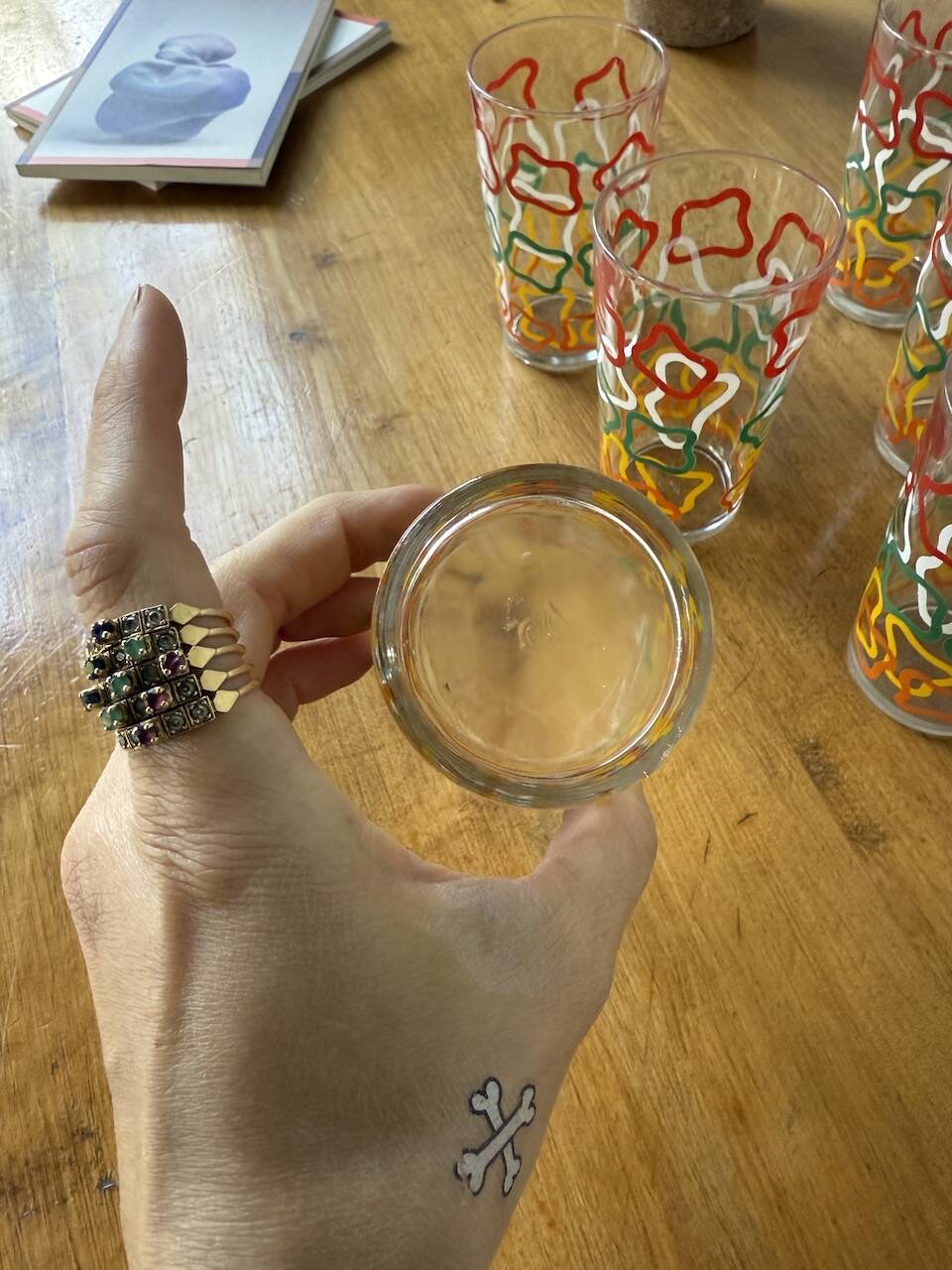 Set of 12 graphic glasses 1970