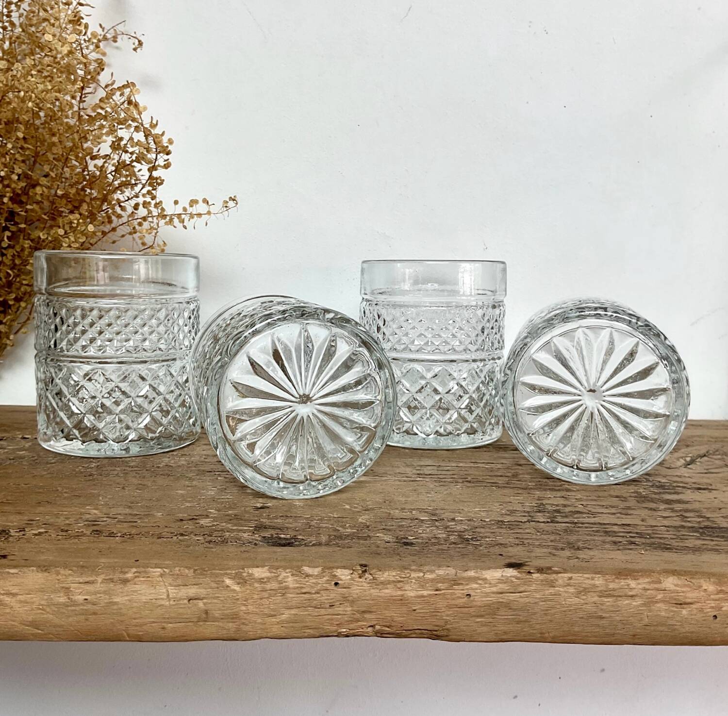 4 vintage whiskey glasses
