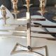 Large Aulica Menorah/Jewish Candlestick with 9 lights. In gold-plated metal.