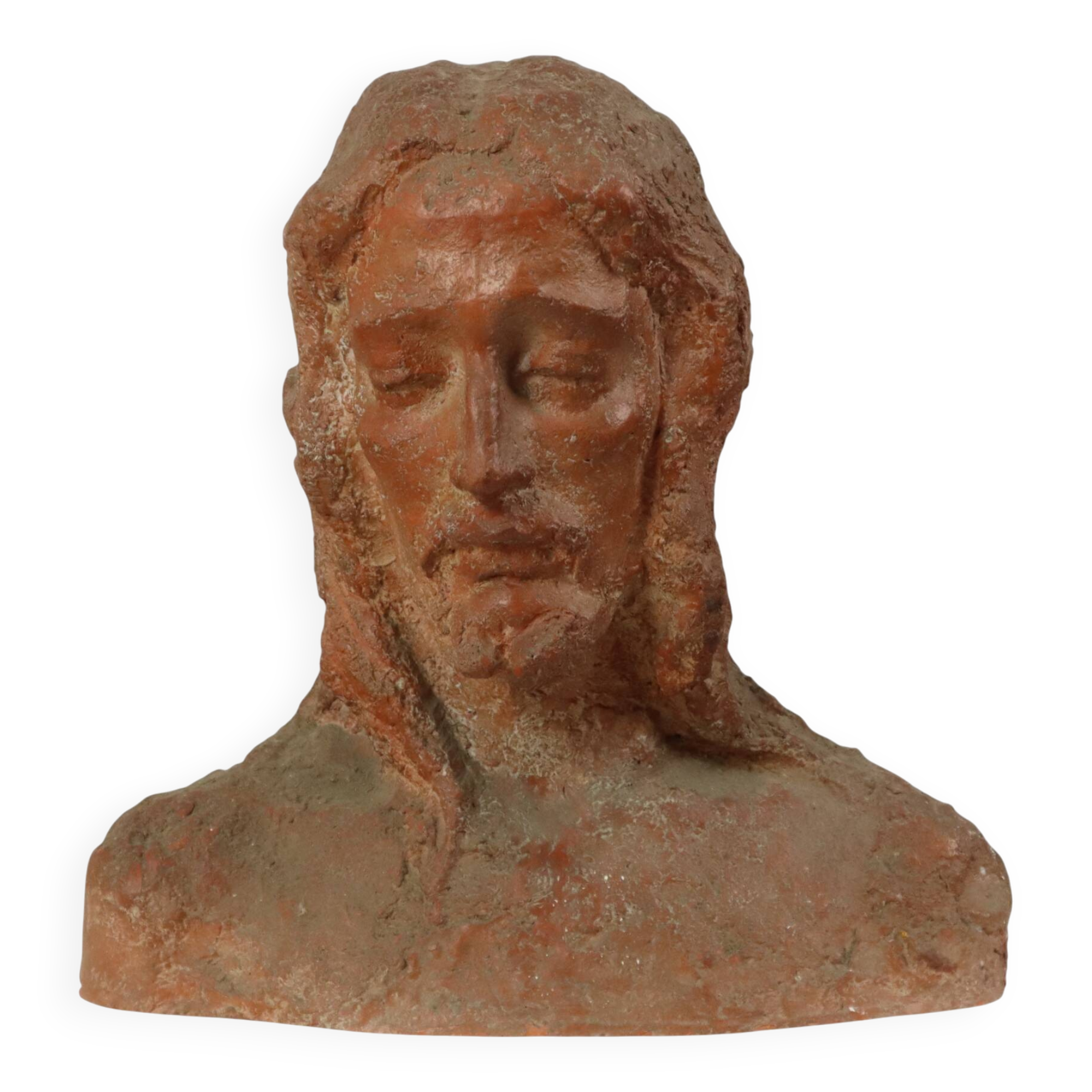 Old Abstract Terracotta Bust of Christ Life Size