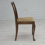 1930s, set of 6 Danish chairs, furniture velour, oak wood, reupholstered.