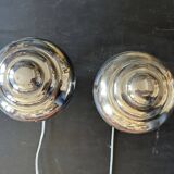 Pair of Art Deco ELAU mushroom lamps with adjustable nickel-plated metal.
