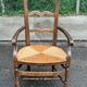 19th-century solid wood straw chair 111cm