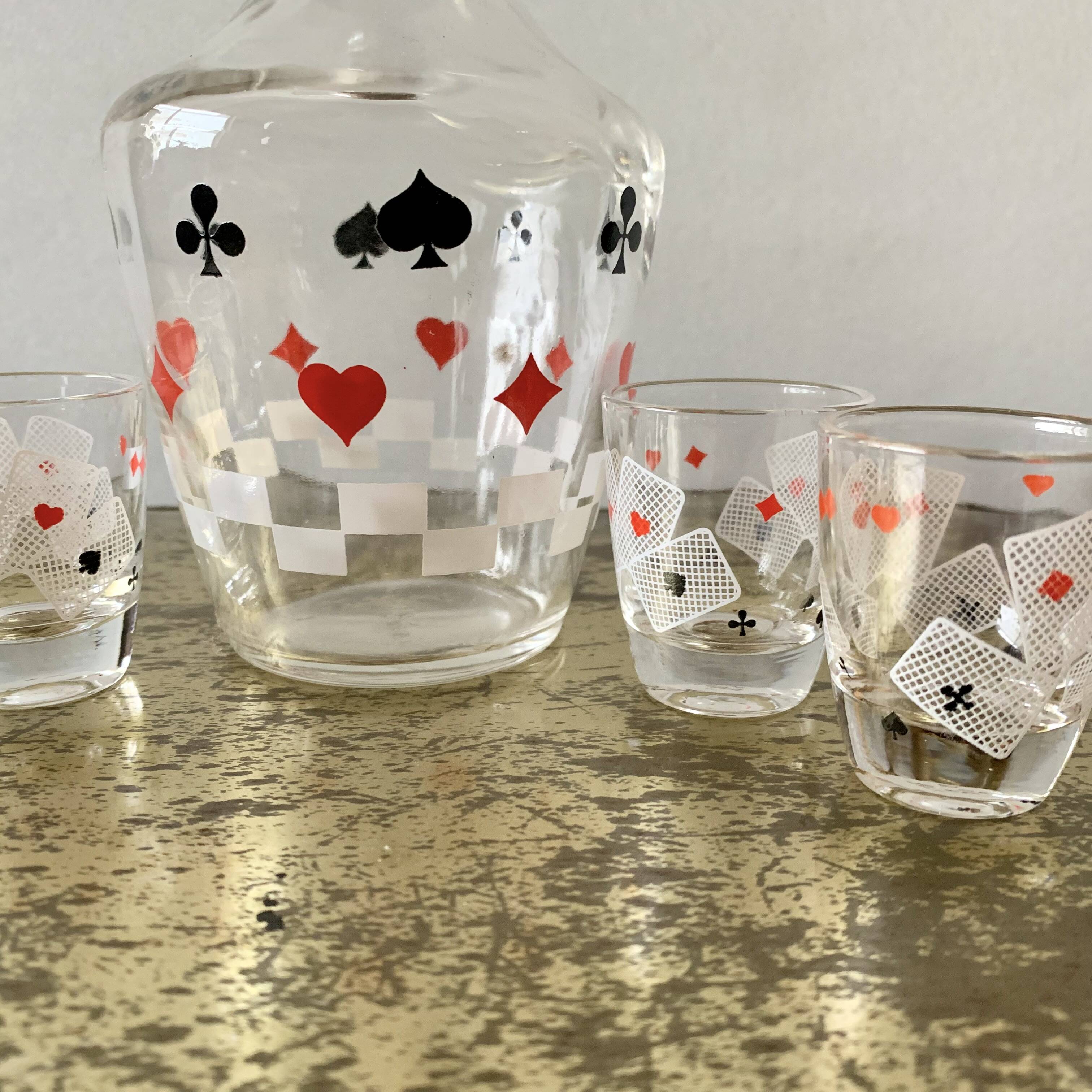 Vintage playing card liqueur set