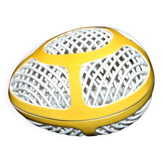 Malicorne perforated ceramic egg box – vintage sweet jar