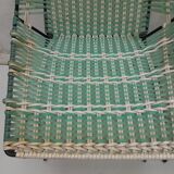 Paire de fauteuils tressés avec table Vertex  Tchécoslovaquie 1960
