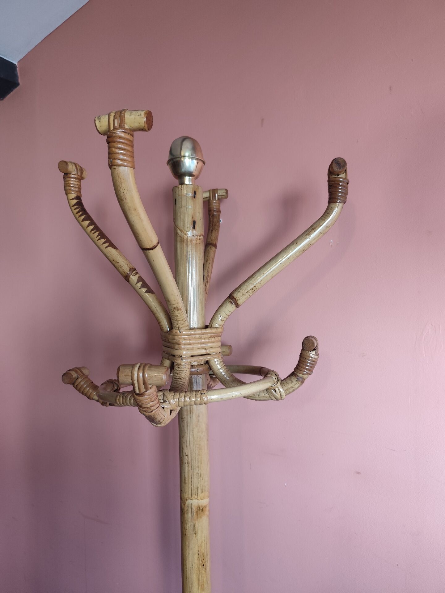 Rattan coat rack