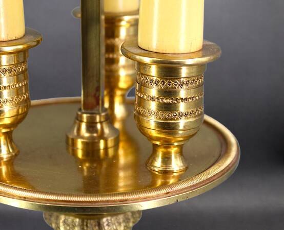 Bronze Bouillotte Lamp in Empire Style with Metal Shade