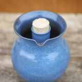 Stoneware wine pitcher with ice cube reserve, stoneware carafe, refresher pitcher