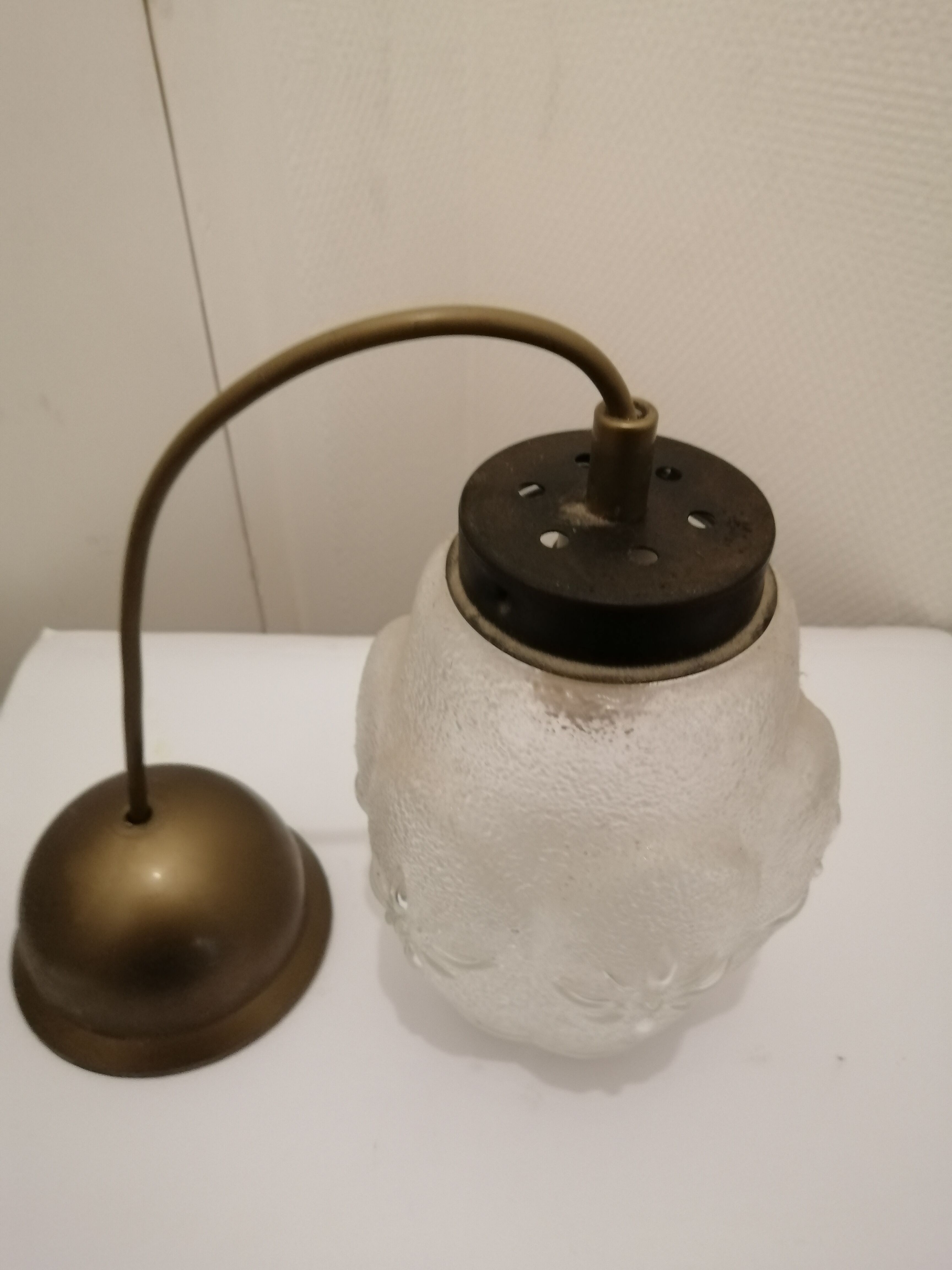 Pair of glass hanging lamps