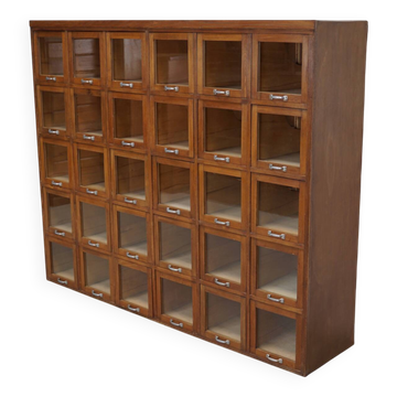 Vintage Large German Beech Haberdashery Shop Cabinet / Vitrine, 1950s