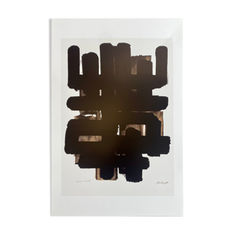 Offset print poster representing lithography # 3 after Pierre Soulages