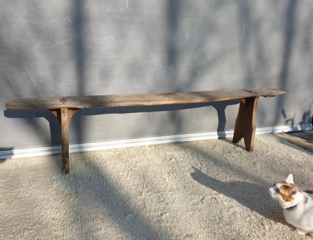 Spinning bench XIXth wooden XL 203cm