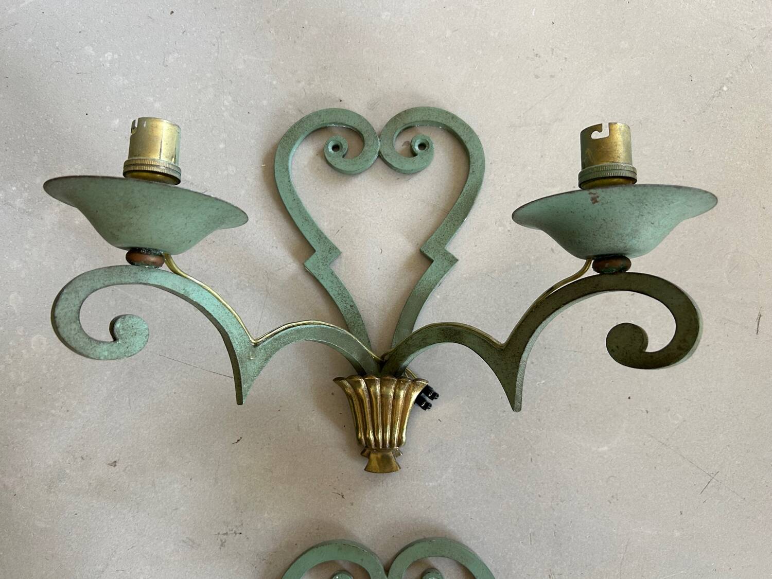 Set of 4 antique metal wall lights / 1950s