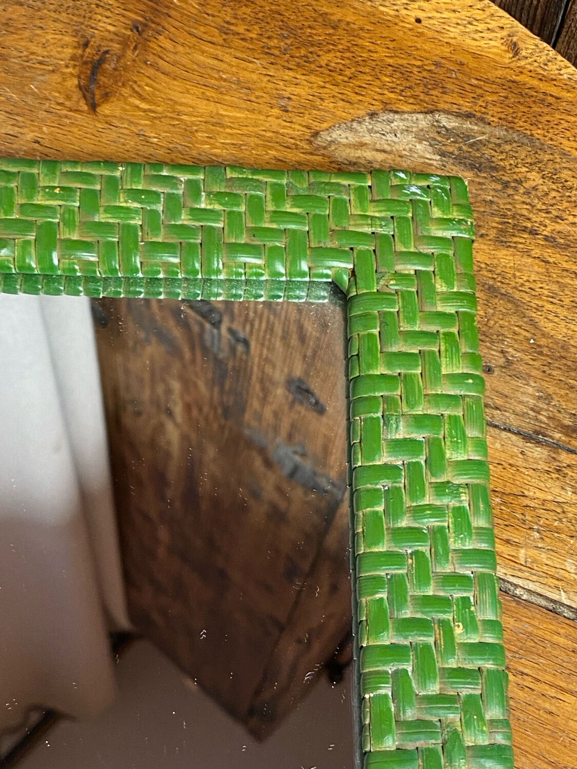 Rectangular wicker mirror