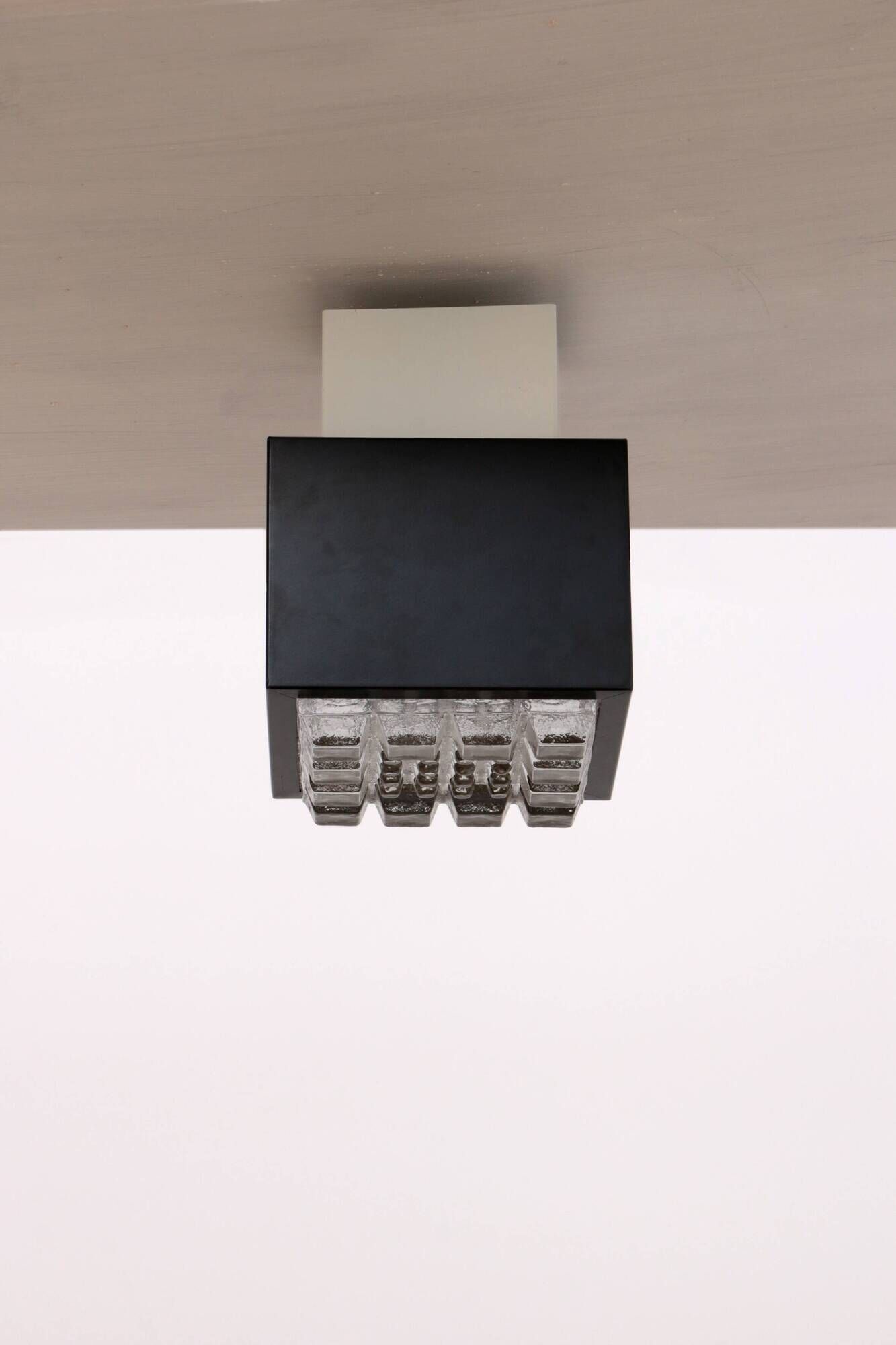 Ceiling lamp made of metal with glass, 1960s Sweden.