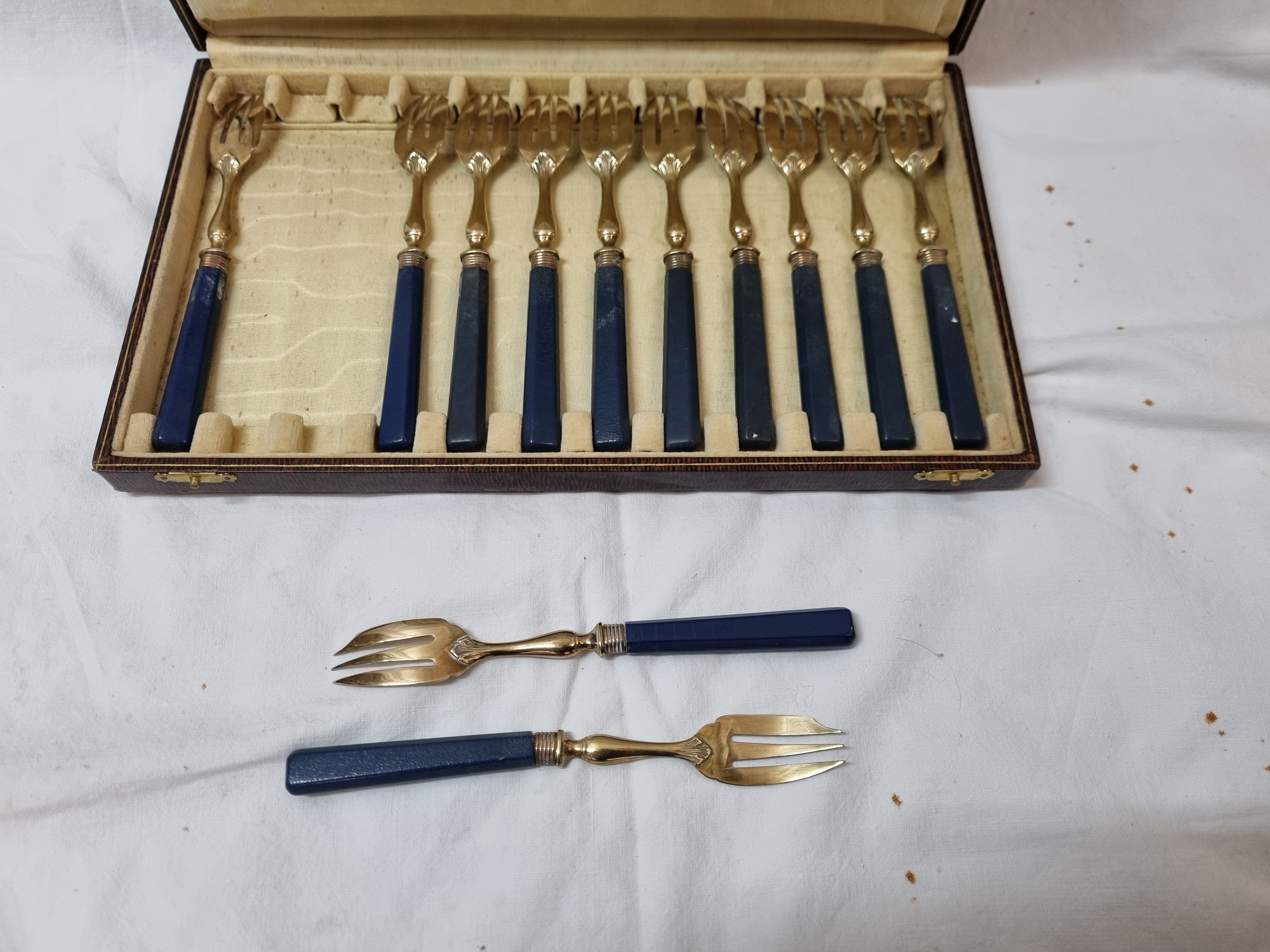 12 vermeil cake forks early twentieth century